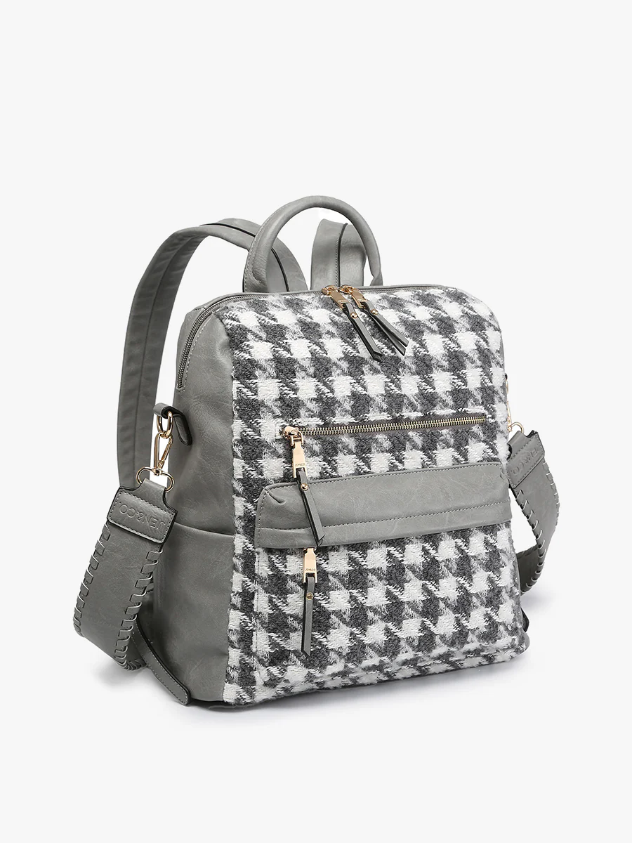 Amelia Vegan Houndstooth Backpack