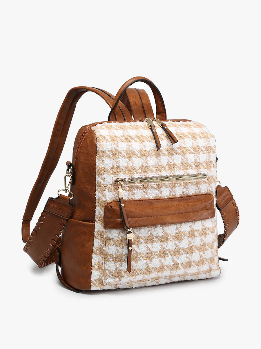 Amelia Vegan Houndstooth Backpack